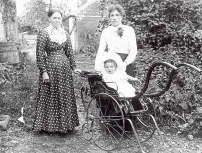Amelia Jarvis on the right with her baby son Cyril